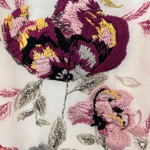 White House Black Market Cream Floral Embroidered Cami